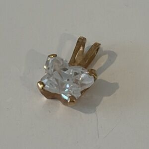Butterfly mini Birthstone pendant April clear stone in 10k gold